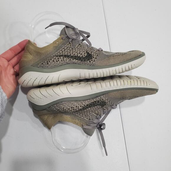 Nike Free RN Flyknit Shoes Womens Size 10 Gray Olive Running Sneakers 942839-003 - Picture 7 of 9